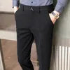 Herrenanzüge, Herren-Blazer, männliche Wollhosen, formelle Hochzeitskleid-Hose für Männer, Herbst, gerade, klassisch, flache Vorderseite, Büro, Schwarz