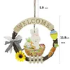 Epacket wieniec wielkanocny do wystroju drzwi wejściowych drewniany króliczek Easter Eggs Garland Wall Wendant Happy Decorations Rabbit295C9866476