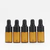 1ml 2ml 3ml Mini Glass Dropper Bottle Clear Amber Small Glass Sample Bottles With Black Silver Cap For Perfume Cosmetic E liquid SN4285