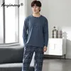 Deer Printing Elegant Pajamas Set for Man Autumn Winter Fashion Soft Cotton Mens Loungewear Comfortable Sleepwear for Boy 220511