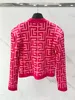 W025 Damen Oberbekleidung Mäntel 2022SS Elegante Anlässe Vintage Cerise Girl Party Hochwertige Schulterpolster Strickjacke273Q