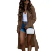 Women's Trench Coats Spot 2022 autumn and winter new long-sleeved lapel solid color coat long coat