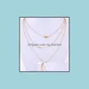 Pendant Necklaces Fashion Gold Layered Collier Plastron Body Necklace Set Turkish Jewlery 18K Plated Chain Long Beautifly Drop Delive Dhvi4