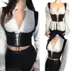 Belts Sexy Ladies Temperament Outfit Girls Leisure Style Solid Color Tank Top Type Tie Up Corset V-neck Long Sleeve Single-breastedBelts