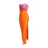 Women's Swimwear Women Hollow Out Long Dress Cover-Ups Bodycon Backless Maxi V Neck Spaghetti Twist Front Contrast Color BeachwearWomen's