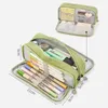 Angoo Double Sided Pen Bag Pencil Case Special Macaron Color Dual Canvas Pocket Storage Bag Pouch Stationery School Travel A6899 220728