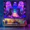 Tapisserier fluorescerande svampvägg hängande tapestry glöd under UV Light Tarot Home Decor Night Luminous Mandala Tapeestriestiestapes7319262