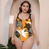 Womens Plus Size Swimwear fashion swimsuit swimwear swim beachwear Siamese Multi-color one-piece printing no Bra underwire support2124