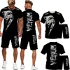 Summer Men Set 3D печатная футболка шорты 2 костюма мужская одежда для одежды Случайные наряды Мода Хараджуку Стрельная одежда 220708