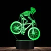 Veilleuses Vintage Squelette Crâne Équitation VTT 3D Illusion D'optique Lampe Cycliste Vélo Sports Table Lumière Décor À La MaisonNuit