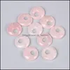 Encantos 18 mm Cristales de piedra natural Gogo Donut Colgantes de cuarzo rosa Cuentas para la fabricación de joyas Mjfashion Drop Entrega 2 Dhj6O
