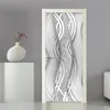 Moderne PVC Deur Sticker Zelfklevend Vinyl Zilver Water Wave Patroon Waterdicht Wand Huis Decor Wallpaper 220716