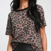 Aachoae Summer Women Leopard T Shirt O Neck Moda Kobieta Tshirt Krótki Rękaw Loose Home Ladies Tee Topy Mujer Camisetas S-XL 220321