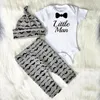Clothing Sets 0-18M 3pcs Baby Boys Little Man Romper Pants Hat Born Jumpsuit Girls Outfits SetClothing