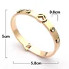 Europe America Fashion Brand Jewelry Lady Women Stainless steel Four Diamond Hollow Out Engraved Letter 18K Gold Bangle Bracelet