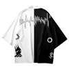エスニック服日本のパッチワークプリント着物とパンツセットストリートウェアユカタ男性ファッションコスチュームアニメハオリコスプレカソシック