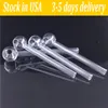 High Quality Glass Oil Burner Pipe 10cm Length Clear Tube Tobacco Dry Herb Burning Transparent Tubes Nail Tip for Bong Dab Rig Stock In USA