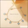 Anklets Jewelry Blue Color Star Party Womens Fashion Female Metal Simple Ladies Gifts Drop Delivery 2021 Wtz1A