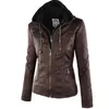 2020 mode hiver Faux cuir veste femmes basique vestes à capuche noir mince moto veste femmes manteaux femme XS-7XL 50 L220728