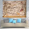 Simulation Brick Wall Tapestry Hand Drawn Wind Eiffel Tower Room Background Painting Boho Carpet Home Art Decor J220804