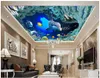 Foto wallpaper 3D Modern Sea World Paesaggio Sea Deep Sea Pesce Dolphin Beautiful Flower Zenith Soffitto per soffitto per soggiorno Pittura Decor