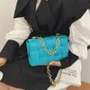 Vierkante weefzakken voor dames trend lederen handtassen geruite tas met dikke kettingband schoudertas samll black crossbody tas