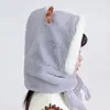 모자 모자 귀여운 뿔 맥주 귀 모자 따뜻한 플러시 비니 바람 방전 어린이 참신한 양털 캐주얼 스카프 패션 캡 겨울 여성 R9N5C