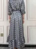 Sukienki zwykłe koronkowe sukienka 2022 Spring damski bąbelkowy rękaw retro nadruk w szpic w dekolcie wysoka talia