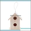 Fågelburar levererar husdjur hem trädgård trädgård9*9 cm litet trähus utomhus häckbox gård hängande dekoration bo aessory dropp leverans