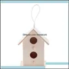 Bird Cages Supplies Pet Home Garden Garden9*9Cm Small Wooden House Outdoor Nesting Box Yard Hanging Decoration Nest Aessories Drop Deliver