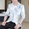 Ternos masculinos Blazers Blazers Sleeve Sleeve Terno Menas de Menina de Menina Men da Moda Casual de Summer Mid-Move Handsome Small Menme