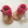 First Walkers Graue gehäkelte Baby-Ballerina-Schuhe aus Baumwolle mit rosa Blumen, süßes Frühlings- und Herbst-Geschenk für die Dusche