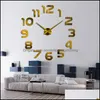 Orologi da parete Home Decor Garden Design Orologio Orologio Horloge 3D Fai da te Adesivi specchio acrilico Decorazione Soggiorno 1350 V2 Drop Delivery 2021