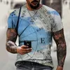 2022 T-shirt da uomo dritto grande bussola stampa 3D T-shirt girocollo manica corta da uomo allentata casual traspirante Top vari stili e colori