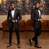 Men's Suits & Blazers Party Black Beaded Men Tuxedos One Button Shawl Lapel 2 Pieces Blazer Custom Made Smart Casual Wedding Slim Fit SetMen