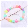 Charm Bracelets Jewelry Kids Girls Candy Color Heart Shape Beaded Acrylic Elastic Children Birthday Party De Dhm4Z3522