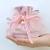 Gift Wrap 1Pcs Luxury Drawstring Velvet Bags With Gauze&Pearl Jewelry Pouches Christmas Decor Wedding Favor WrappingGift