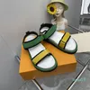 022 Nya modesandaler Flat Shoes Women's Shoes Solid Color Leisure Party Yellow-Green Stitching