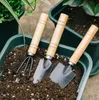 3 st / set trädgårdstillbehör trädgårdsredskap tre bit mini verktyg liten skovel rake spade för växtblommor