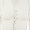 Damskie bluzki wiosna/lato żeńska koszula V-drewno długie rękawowe koszule w talii w talii czyste kolory zbieraj guziki talii Satyna Latarna Satyna pod bluzką