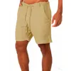 Мужская повседневная модная льна высококачественными шортами льня с твердым цветом короткие брюки мужской летний пляж дышащий 220621