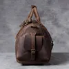 Duffel Bags Men's Genuine Leather Travel Bag Brand Classic Vintage Cowhide Grande masculino Retro Weekender Handbagduffel
