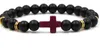 Modesträngar natursten Buddha Head Cross 8mm 7Color Chakra Healing Reiki Yoga Armband Elastic S35JH