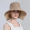 Chapéus de aba larga Mulheres Snap Fixador Big Hat Protection visors Bucket Protele solar pescador ao ar livre Cap boné sola solar em todo o mundo