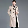 Trench Coats Men's Men Brand 2022 Tops Men's Spring Automne Automne Slim Double poitrine X-Long Kaki Coat Lapon Orwear Orwear British Coatmen's Viol