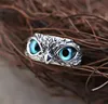 Büyüleyici Moda Baykuş Yüzük Vintage Erkek Ve Kadınlar Alaşım Mavi Gözler Baykuş Yüzük Çok Yönlü Argent Ayarlanabilir Yaratıcı Yüzük GC890