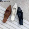 SUOJIALUN 2022 primavera nuove donne pantofola moda pieghettato slip on punta a punta signore muli scarpe superficiale casual all'aperto diapositive sho 220627