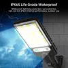 LEDソーラーガーデンライトアウトドアストリートランプリモートコントロール3モードモーションセンサー防水日光パティオデコレーションウォールランプ