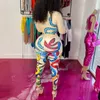 Kvinnors tvåbit byxor Aylu Höst Snake Print Set Slim T Shirt Top Legging Suit Sexy Fitness Outfit