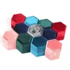 Caixa de jóias de jóias de veludo hexagonal